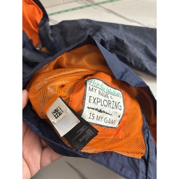 The North Face Boy’s Quinn Rain Jacket Blue Orange Zip Hooded Size XS - Picture 5 of 8